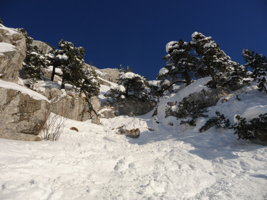 Roc des Boeufs - Itinéraire de descente vue d`en bas. ( d`où la petite expo... )